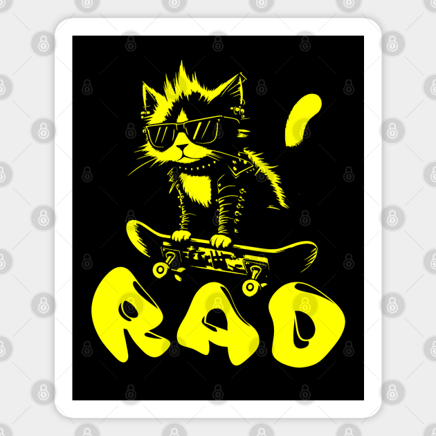 Skater Cat | Hardcore Cat | Radical Cat | Skate or Die Magnet by Ryo Li